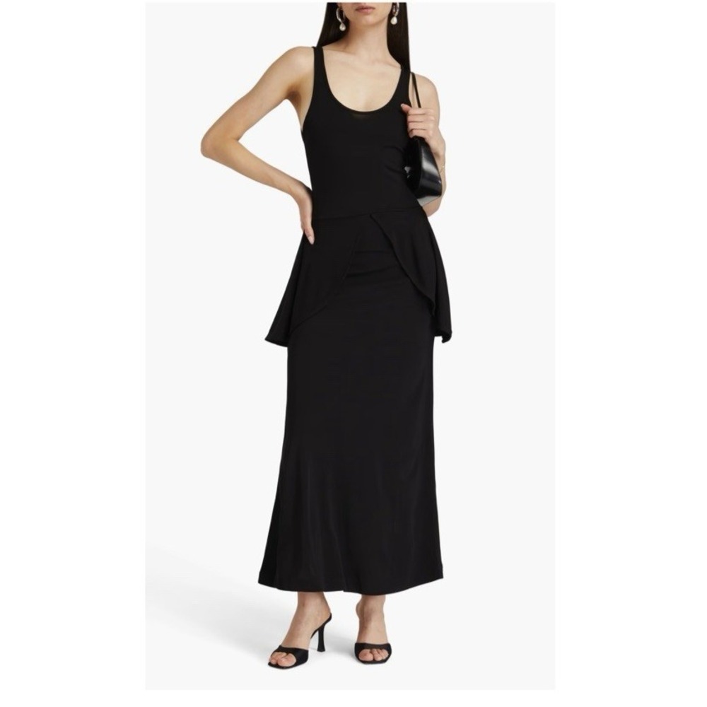 Bite Studios Women‎ Size Medium Petal Jersey Sleeveless Peplum Maxi Dress Black